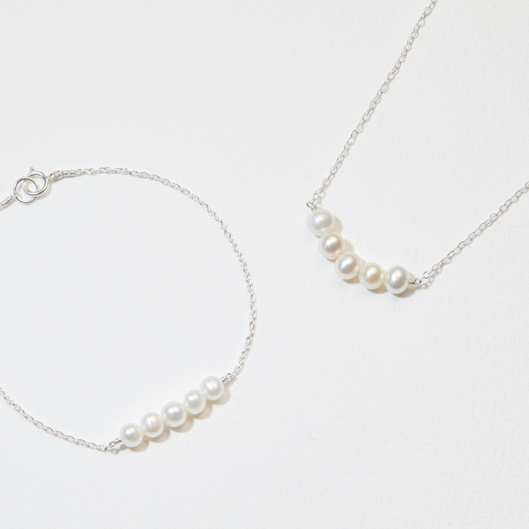 White Gold Pearl Cluster Necklace