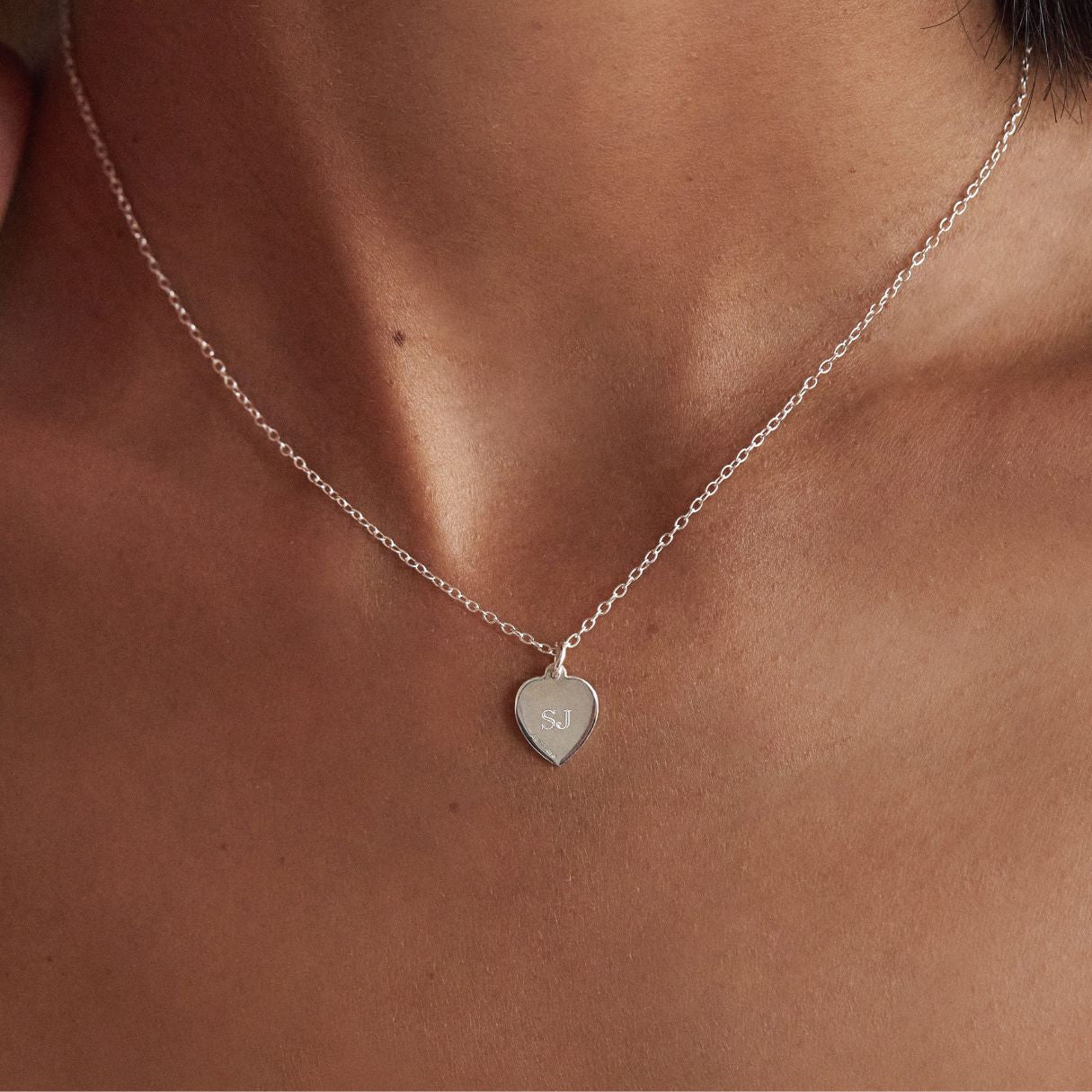 Silver Heart Engraved Necklace