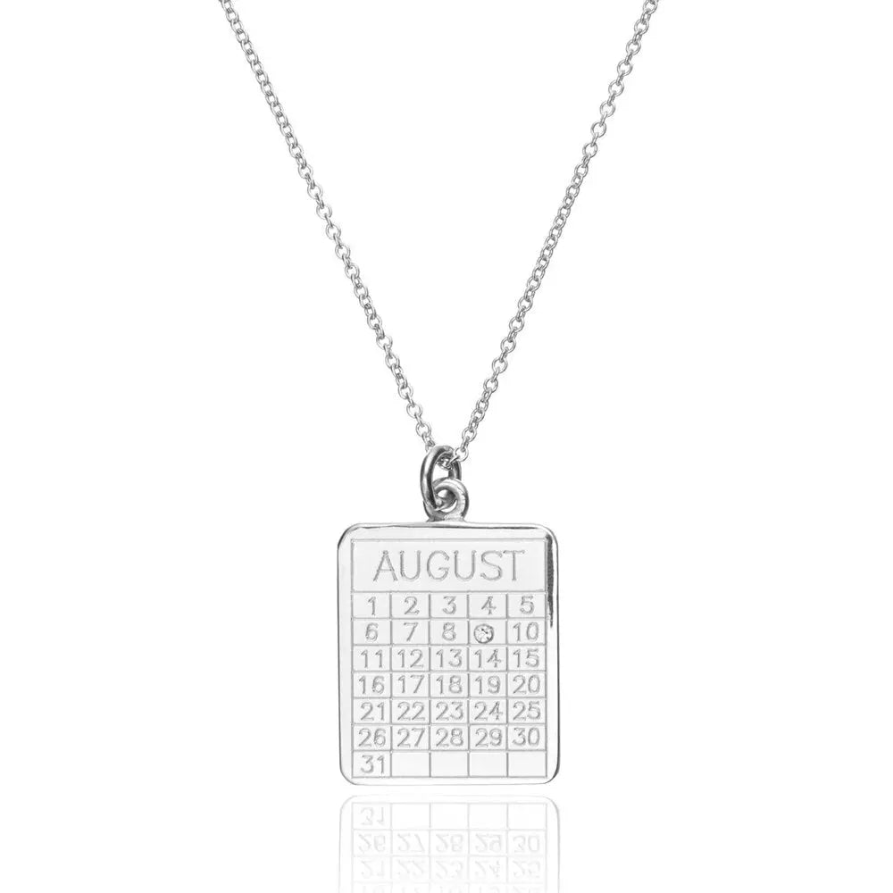 Silver Special Date Calendar Necklace