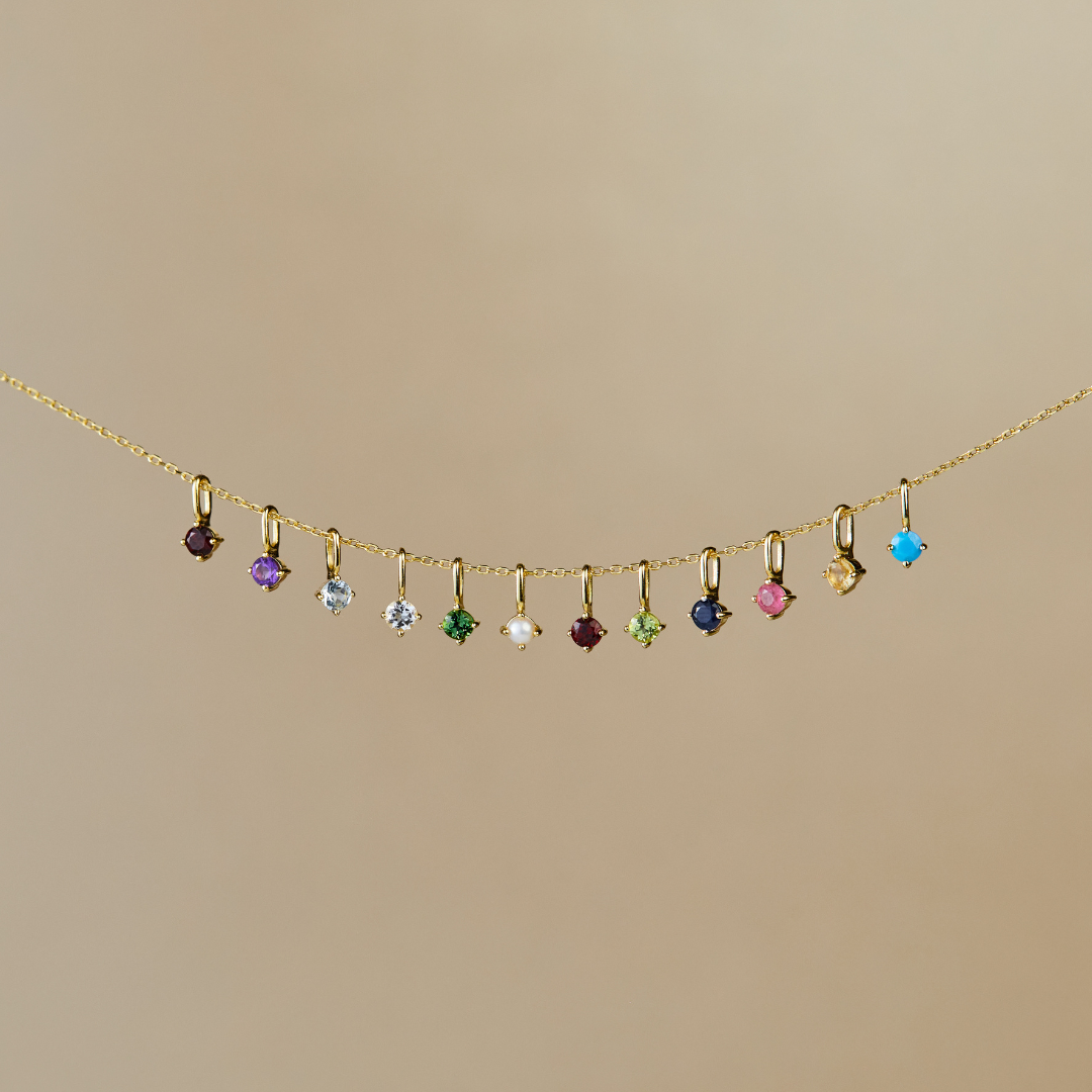 Gold Small Birthstone Pendant Necklace