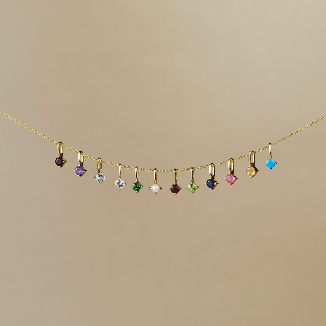 Gold Small Individual Birthstone Charm