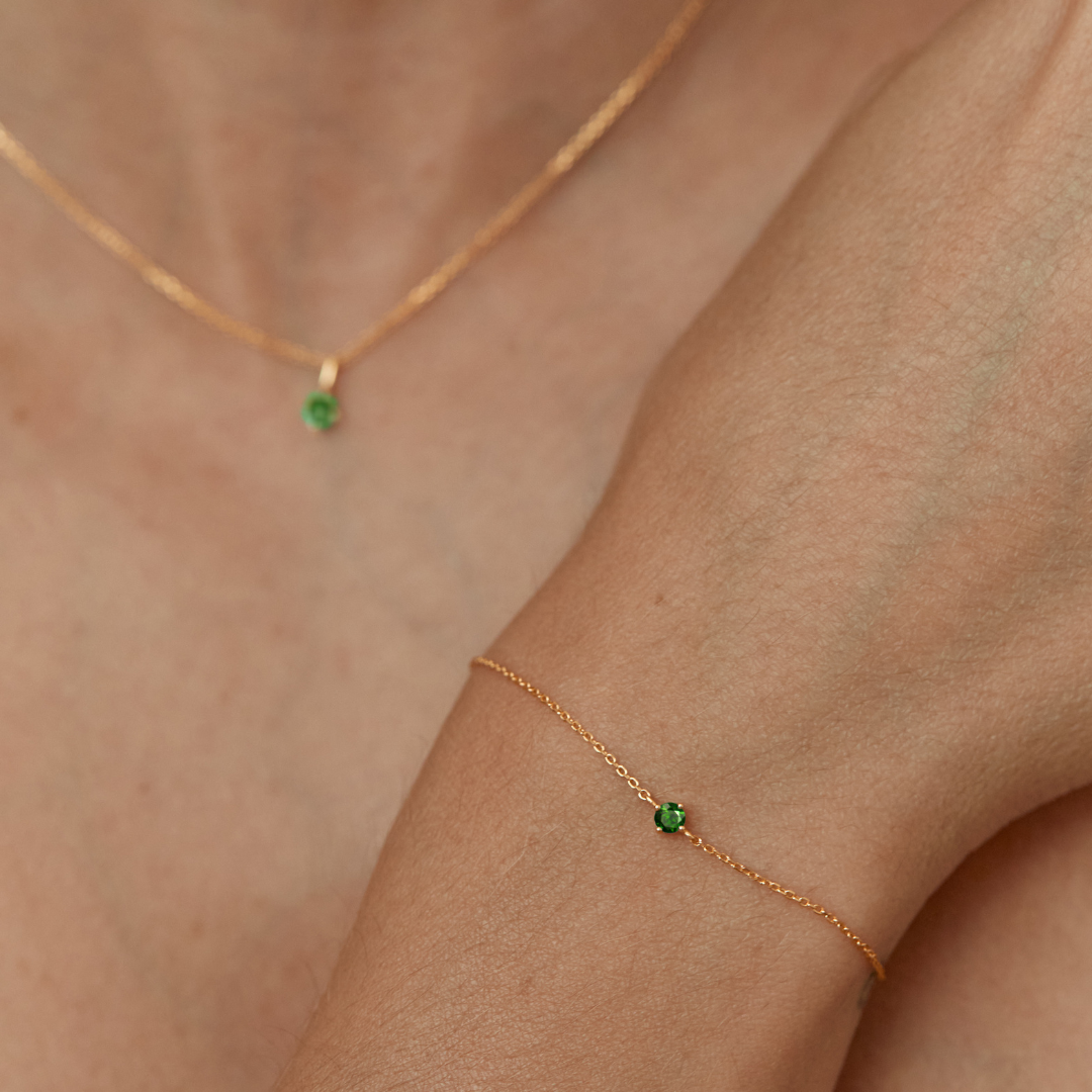 Gold Small Birthstone Pendant Necklace