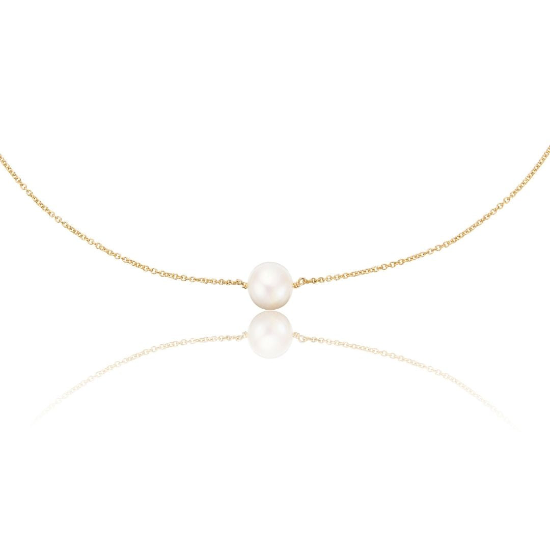 Rose Gold Medium Single Pearl Choker