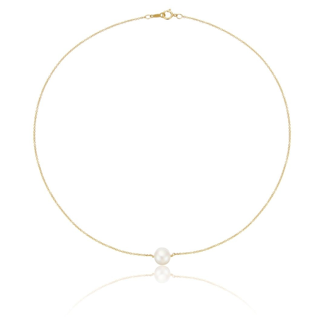 Rose Gold Medium Single Pearl Choker