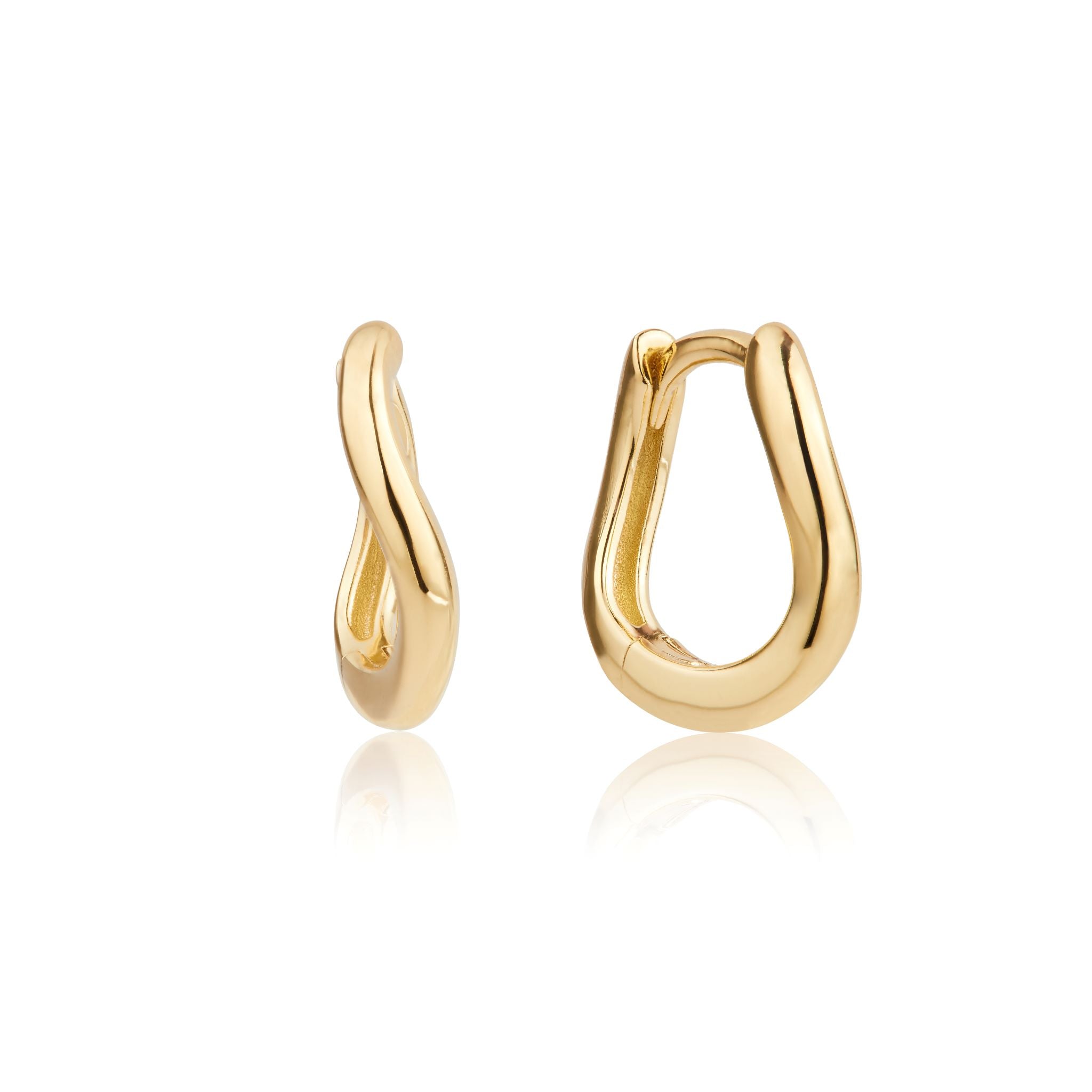 Gold Wave Huggie Hoop Earring