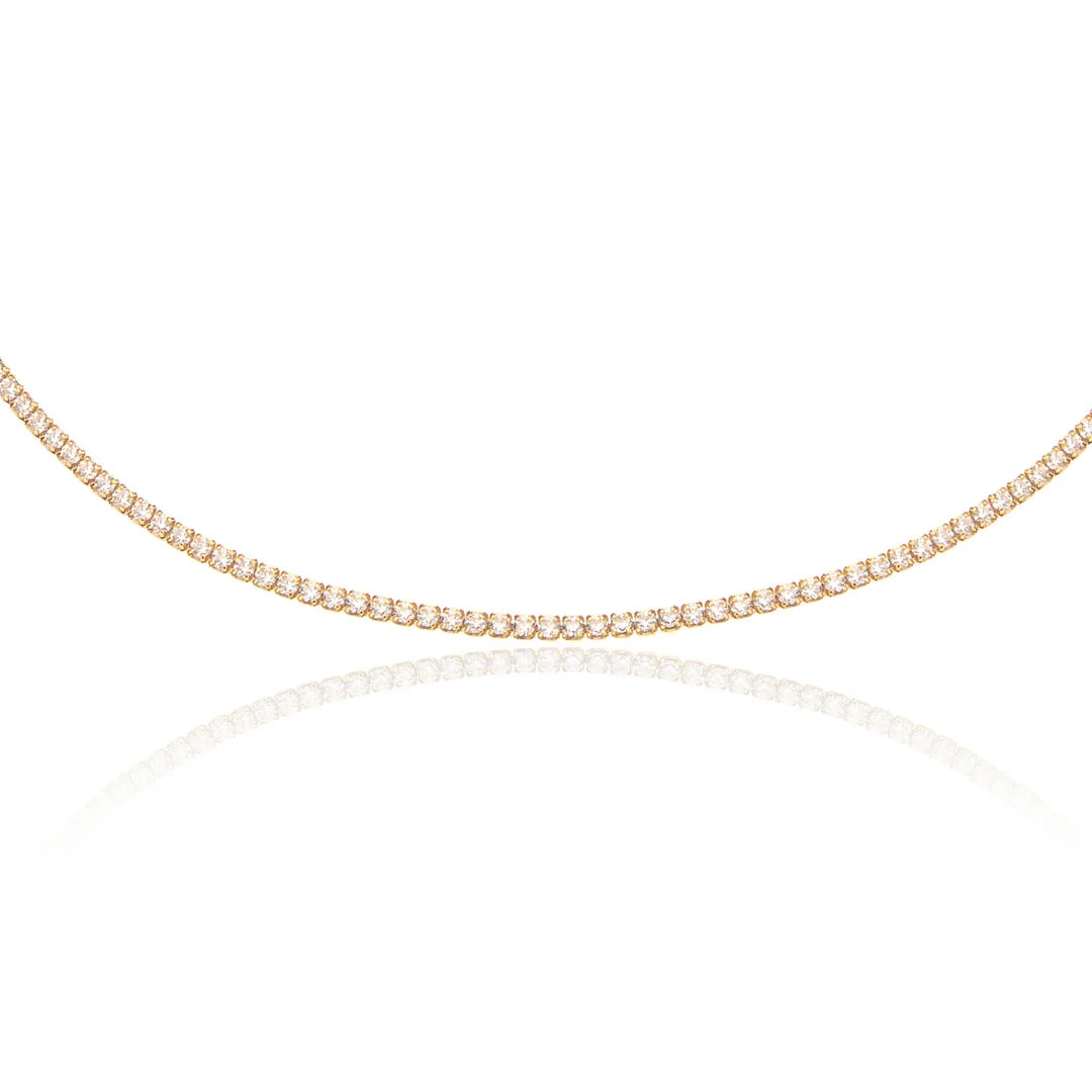 Gold Diamond Style Tennis Necklace