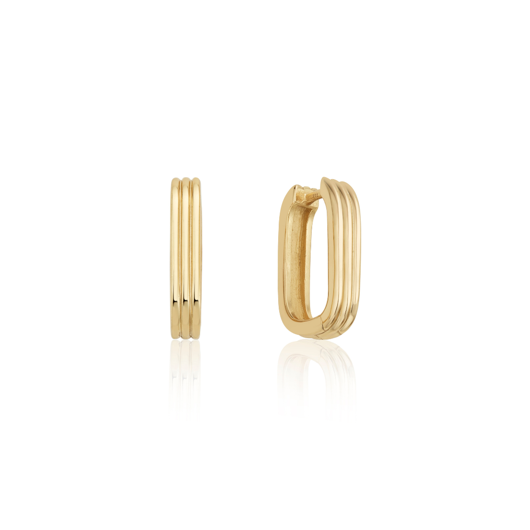 Gold Ribbed Hoop Earrings