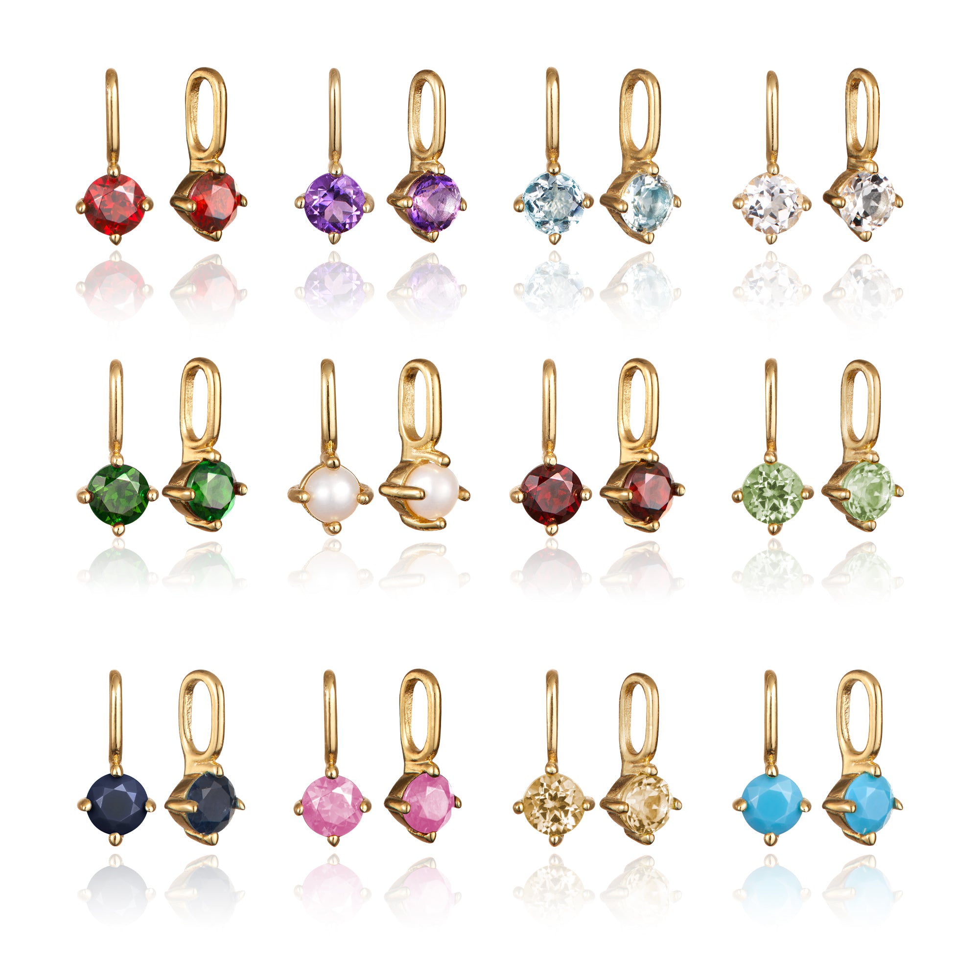 Gold Small Individual Birthstone Charm