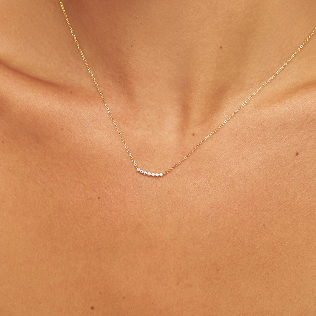 Gold Diamond Style Curve Necklace