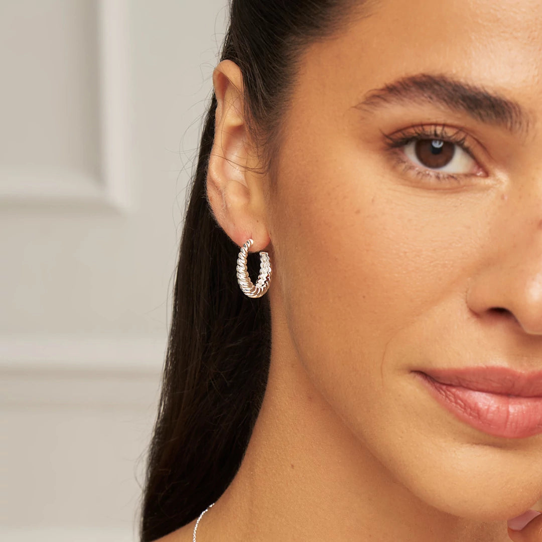 Silver Large Twisted Rope Hoop Earrings