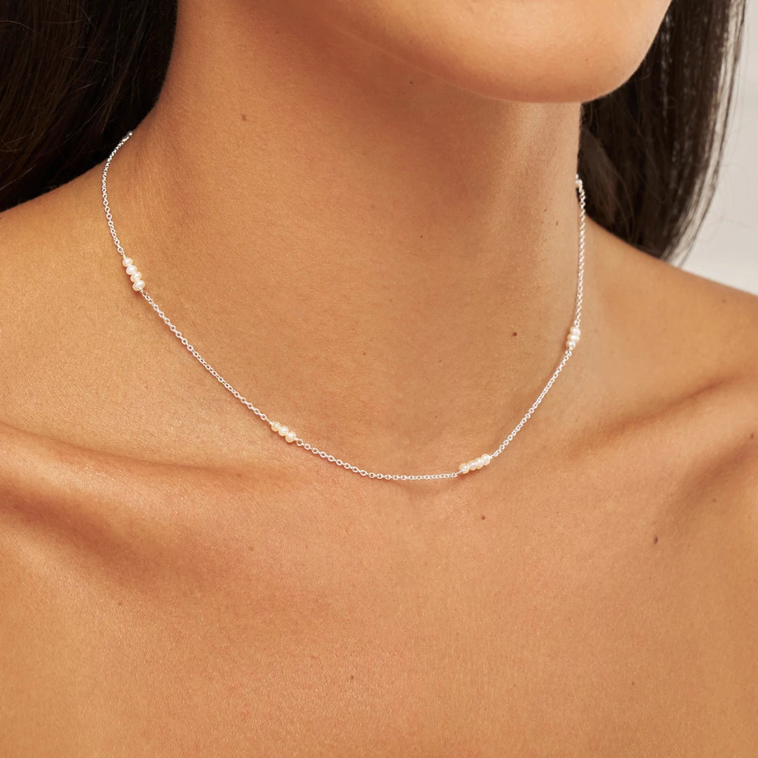 Silver Mini Pearl Choker