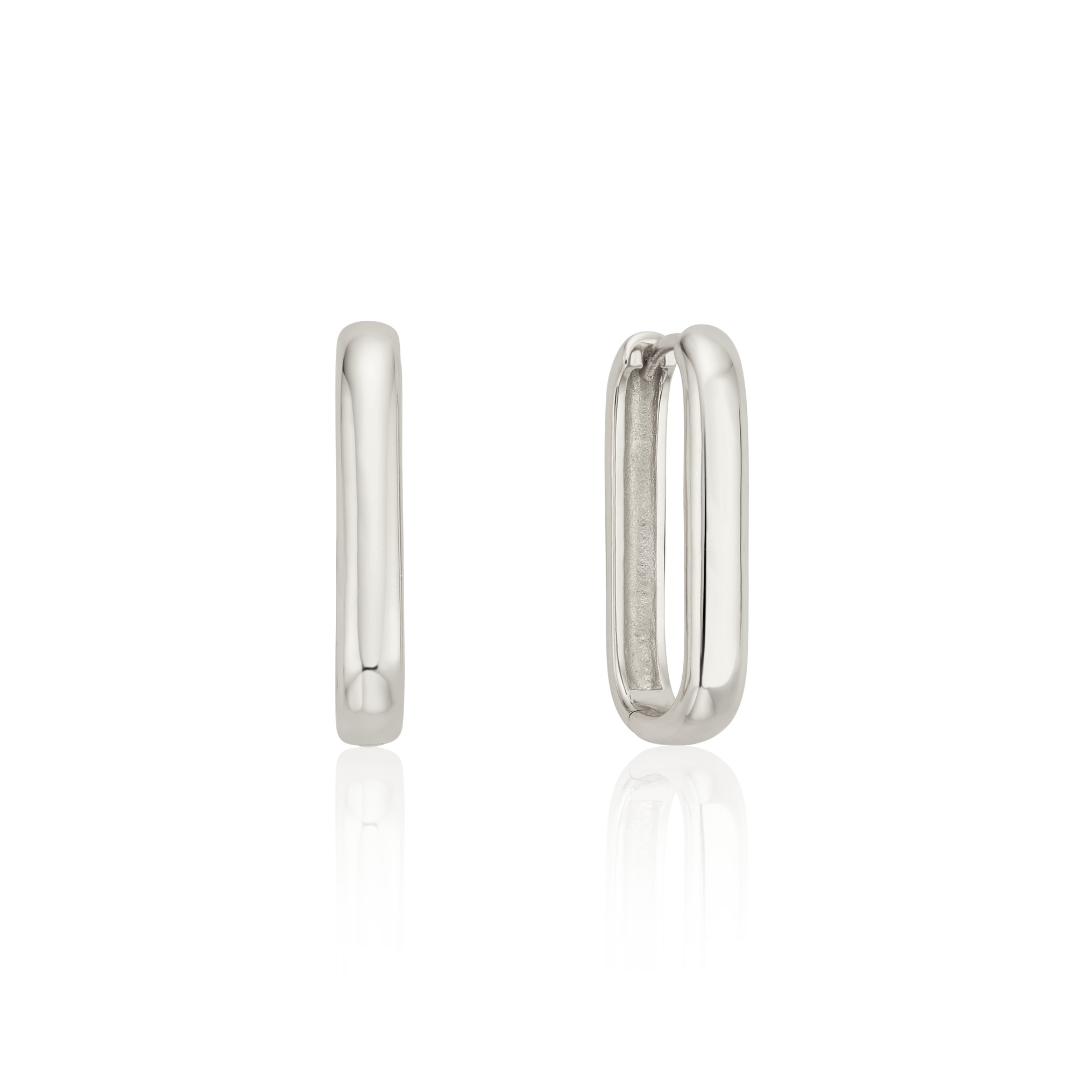 Silver Large Plain Hoop Earrings