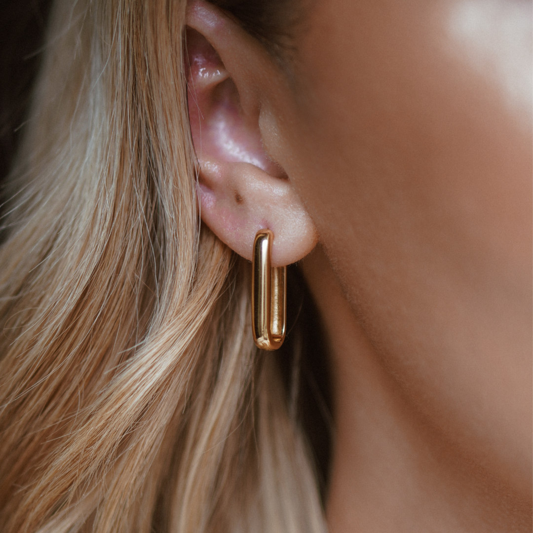 Gold Large Plain Hoop Earrings