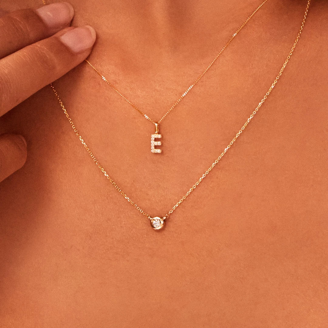 Solid Gold Floating Diamond Necklace