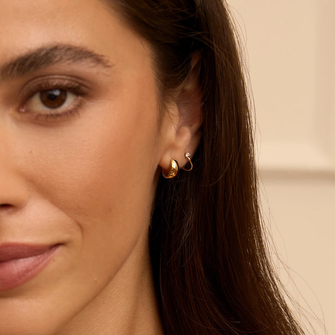 Gold Chunky Huggie Hoop Earrings