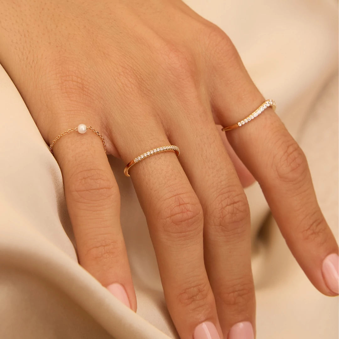 Gold Diamond Style Curve Ring