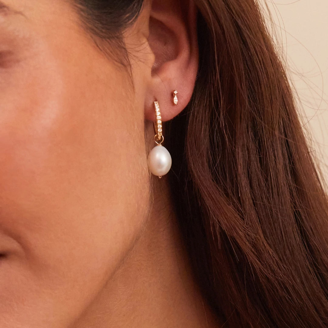 Gold Marquise Diamond Stud Earrings