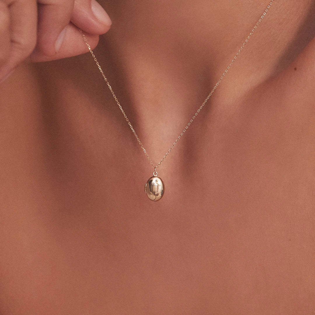 Gold Oval Locket Necklace