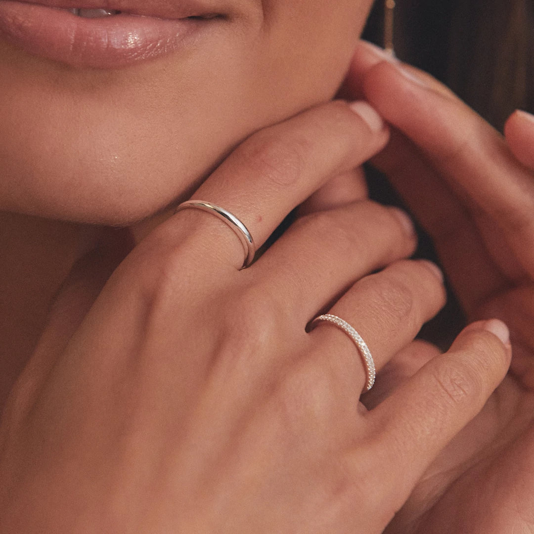 Silver Diamond Style Half Eternity Ring