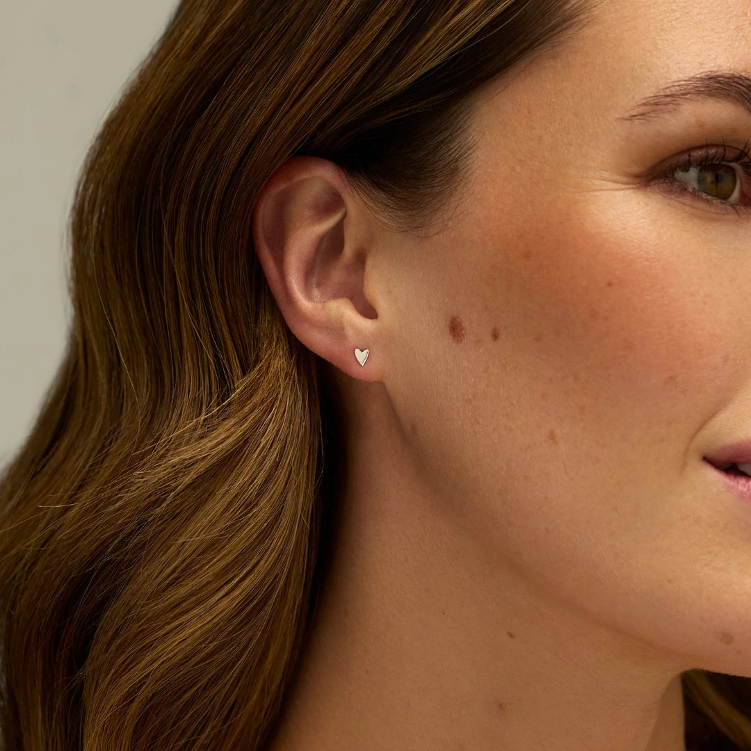 Silver Tiny Heart Stud Earrings