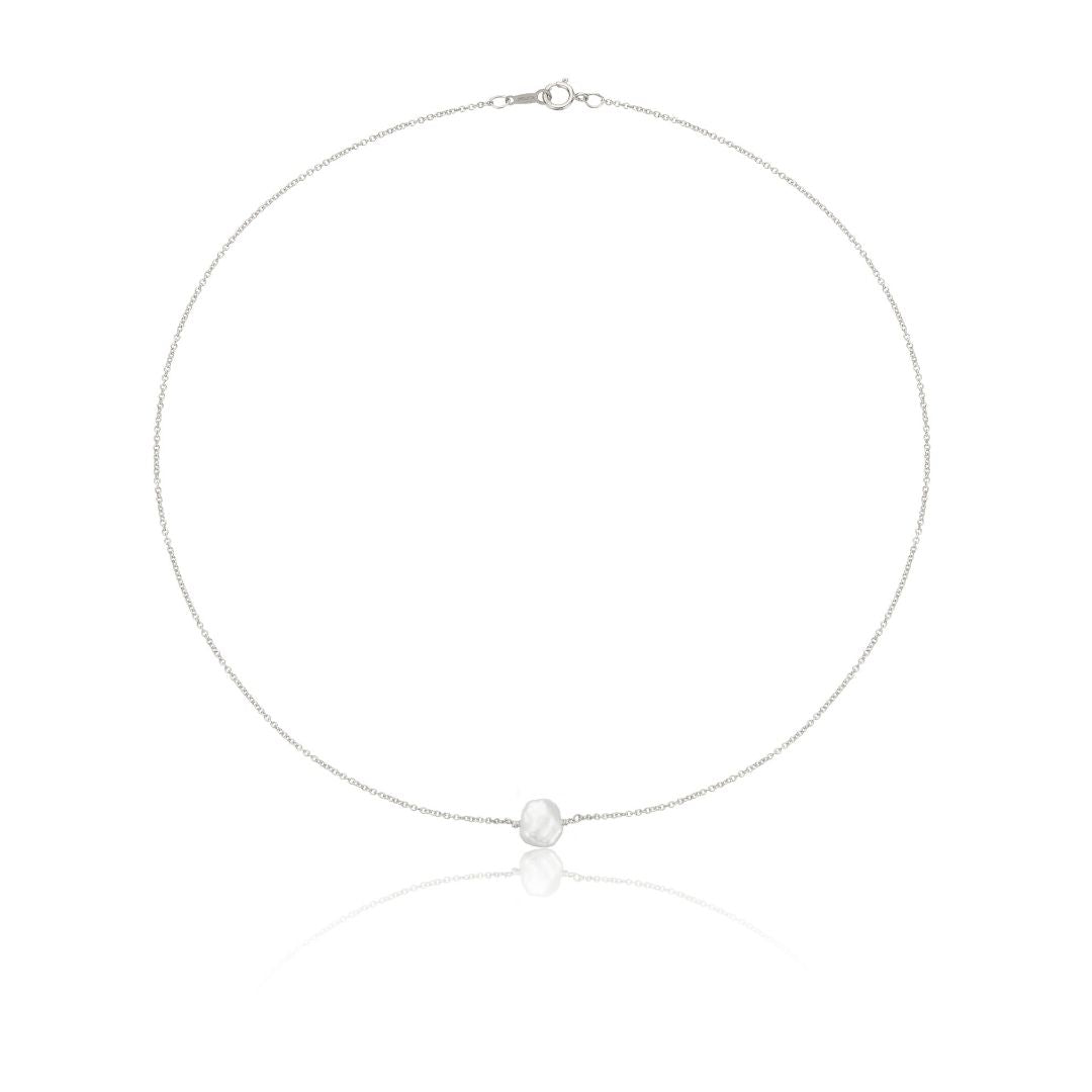 Silver Single Baroque Pearl Choker