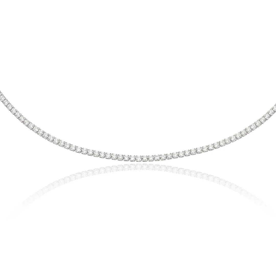 Silver Diamond Style Tennis Necklace