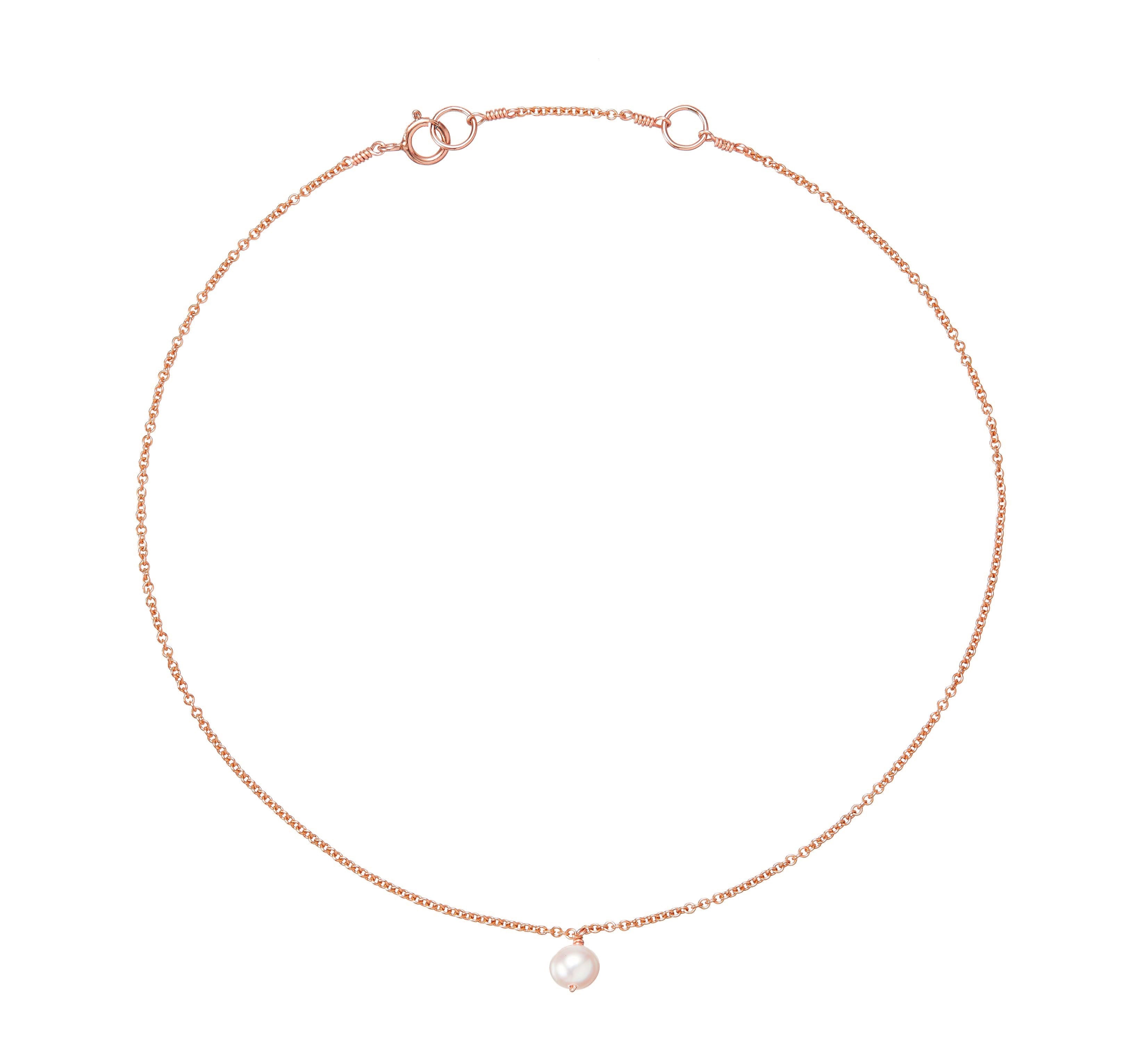 Rose Gold Single Pearl Drop Anklet