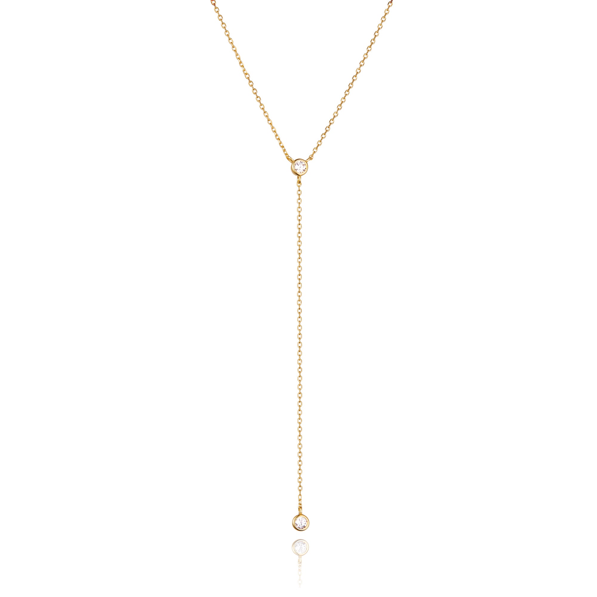 Gold Diamond Style Lariat Necklace