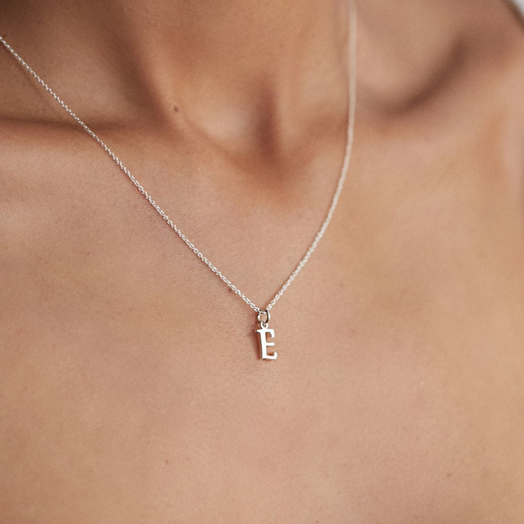 Silver Curve Initial Letter Necklace