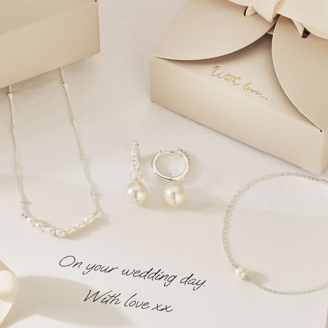 Solid White Gold Genuine Diamond Style Large Pearl Drop Hoop Earrings