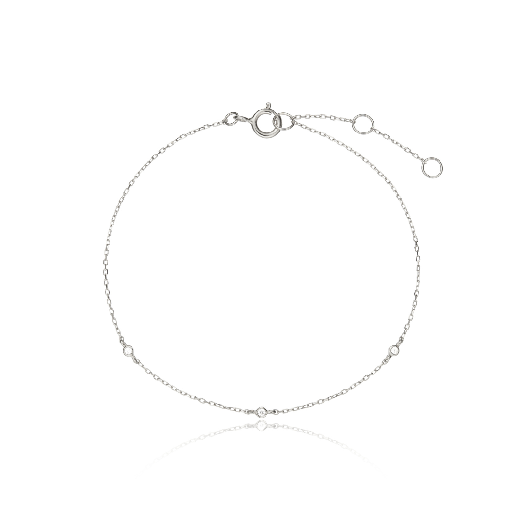 Silver Three Diamond Style Bracelet