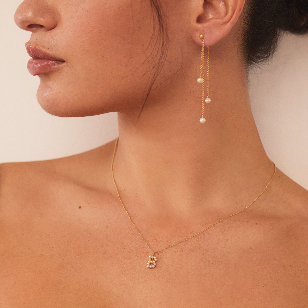Gold Layered Pearl Drop Earrings