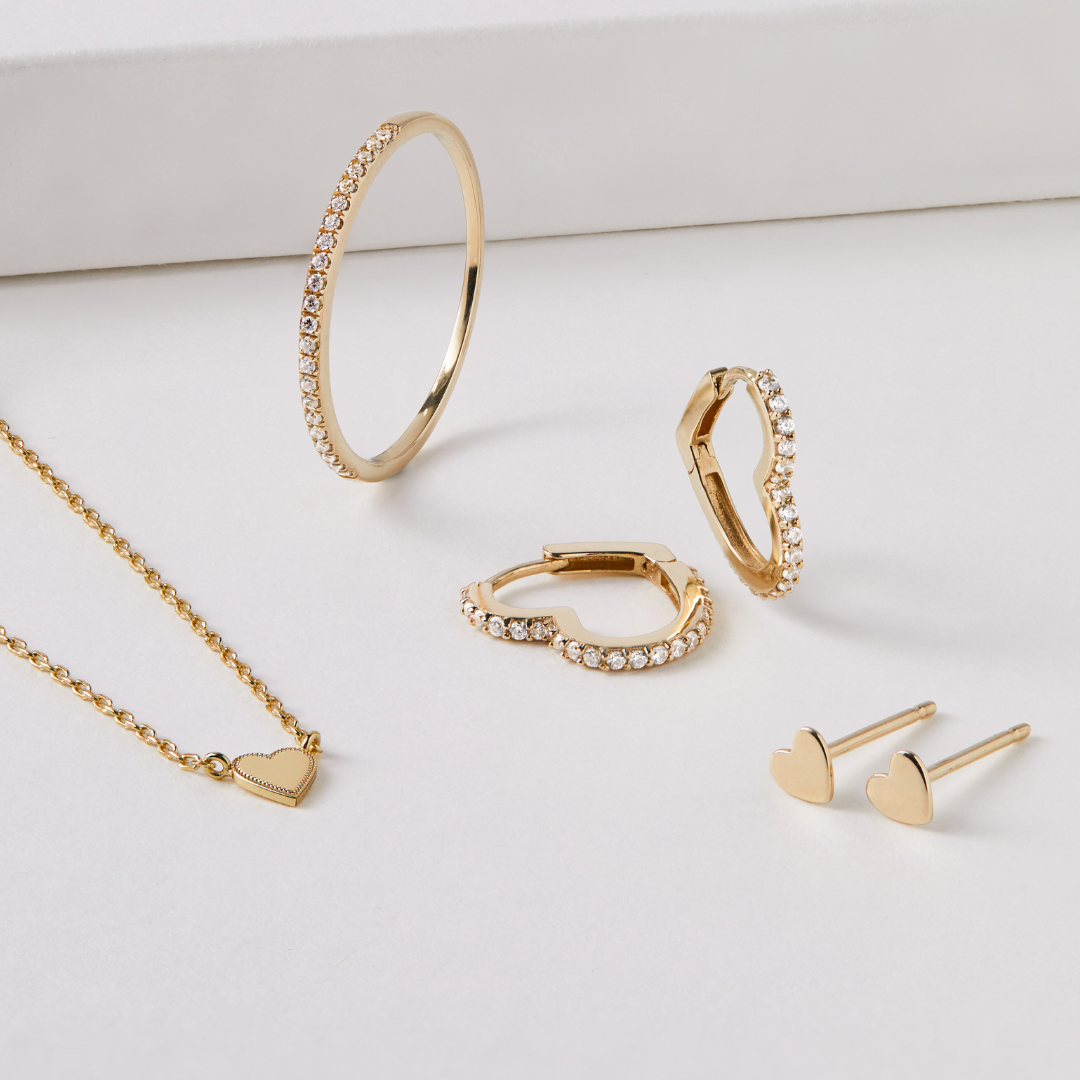 Gold Tiny Heart Stud Earrings