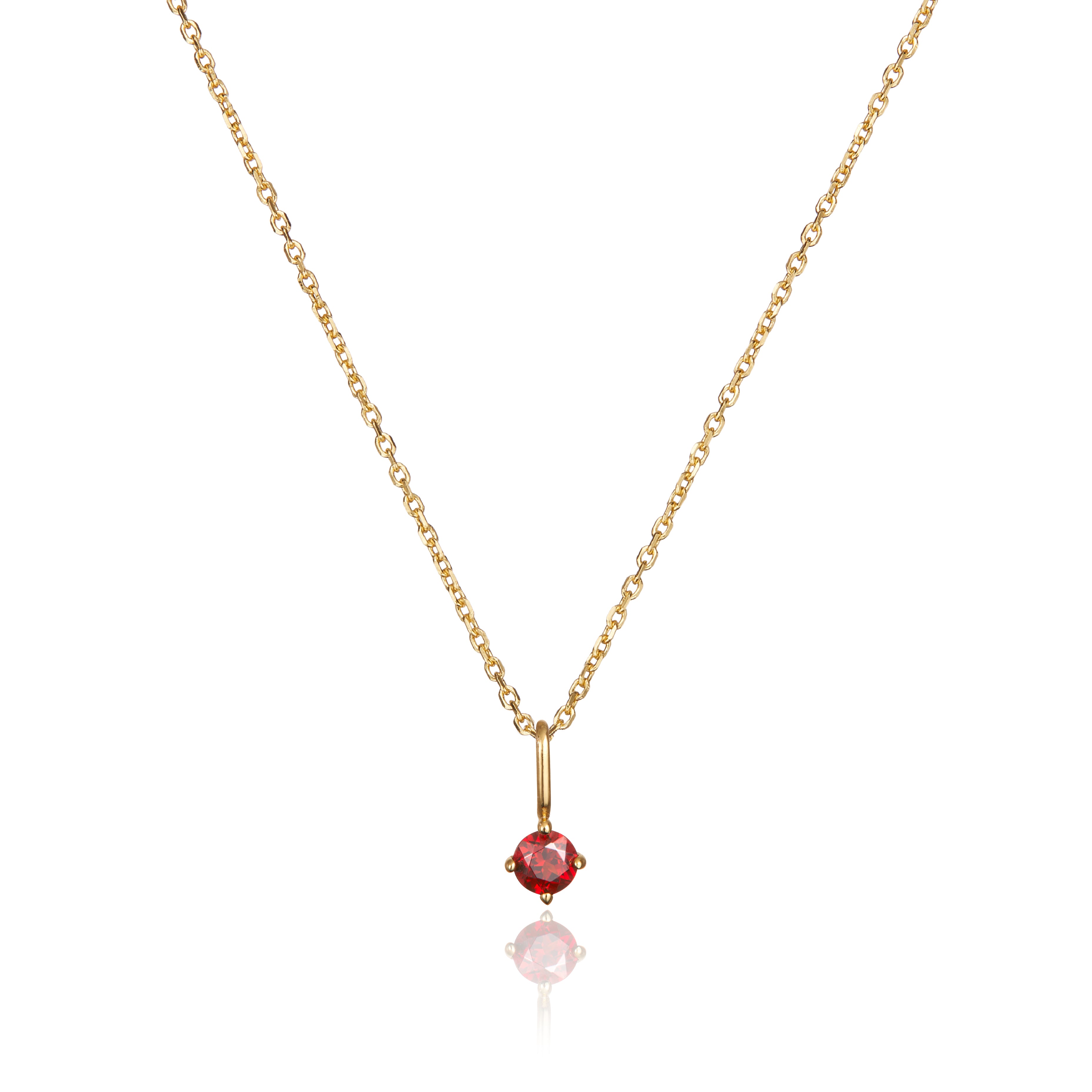 Gold Small Birthstone Pendant Necklace