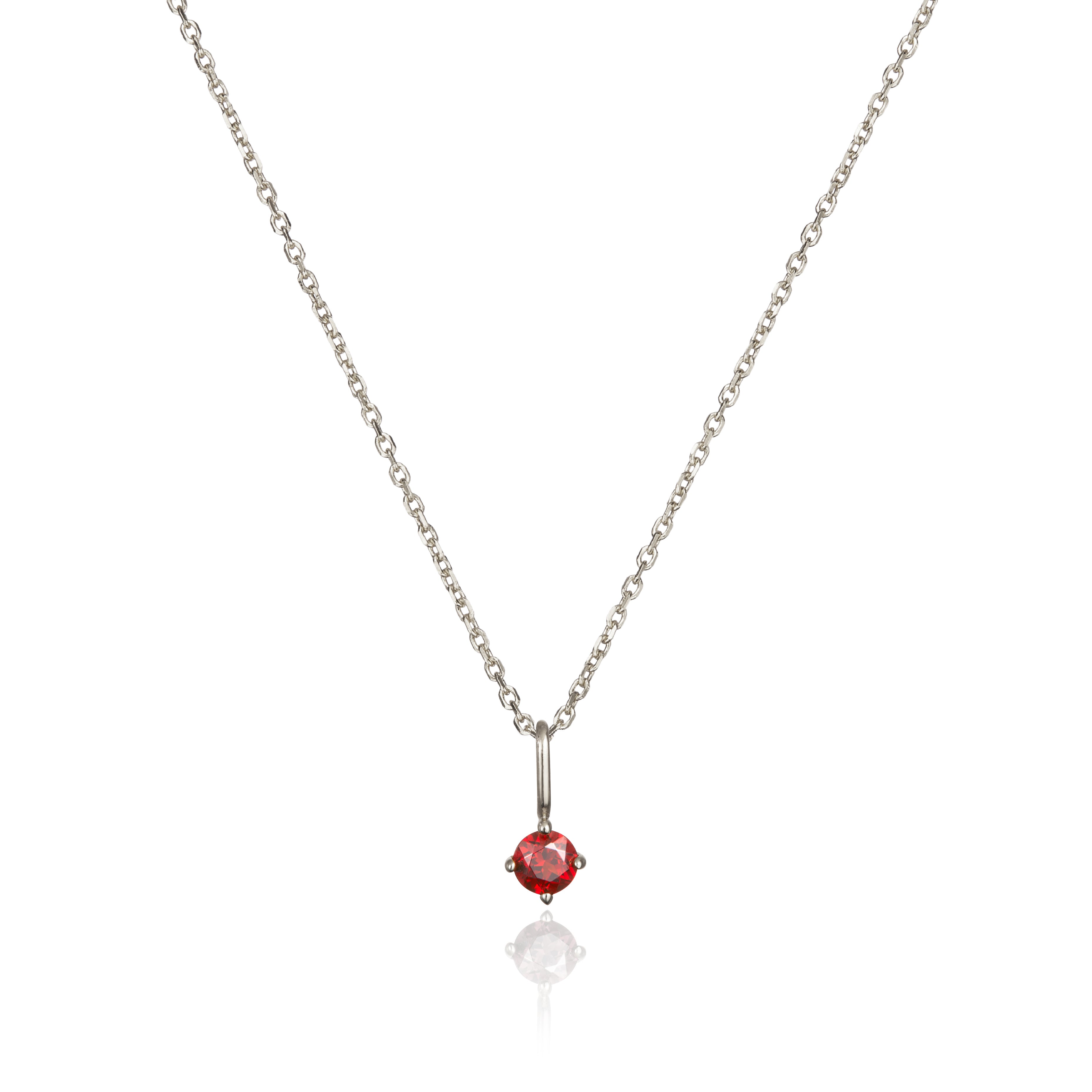 Silver Small Birthstone Pendant Necklace