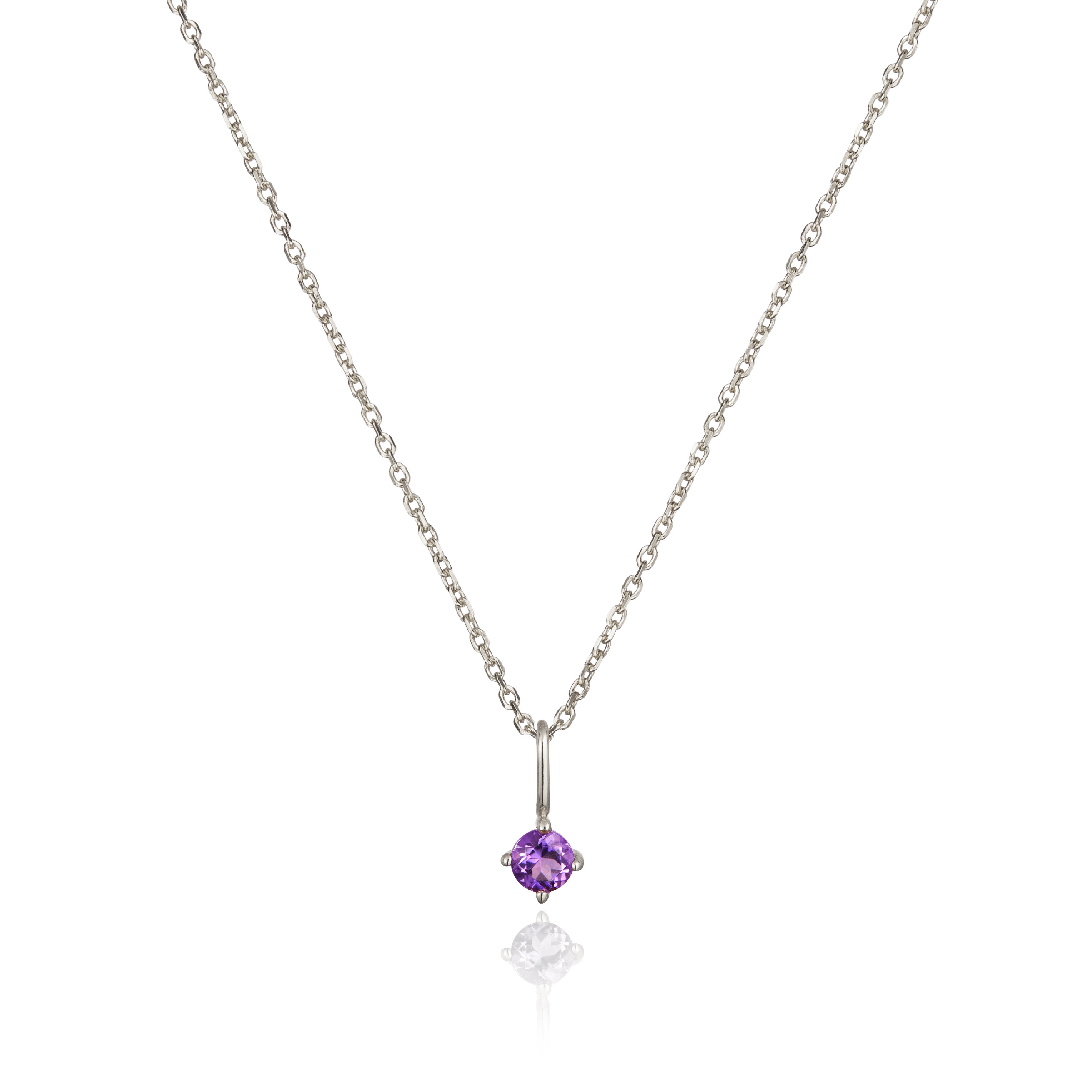 Silver Small Birthstone Pendant Necklace