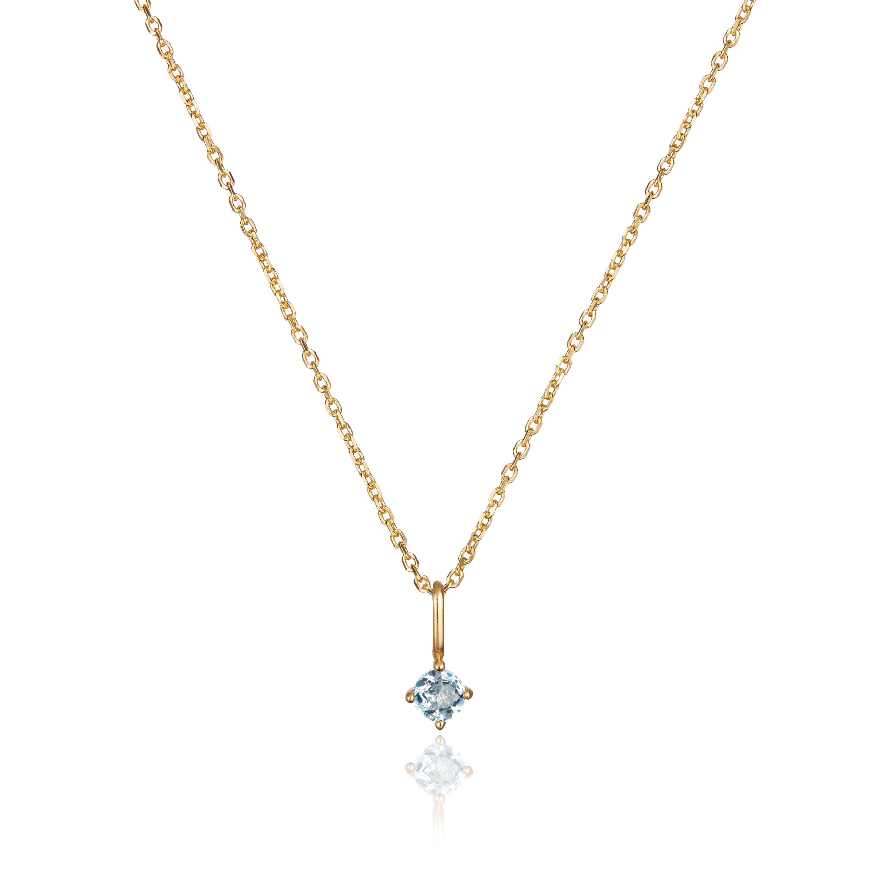 Gold Small Birthstone Pendant Necklace