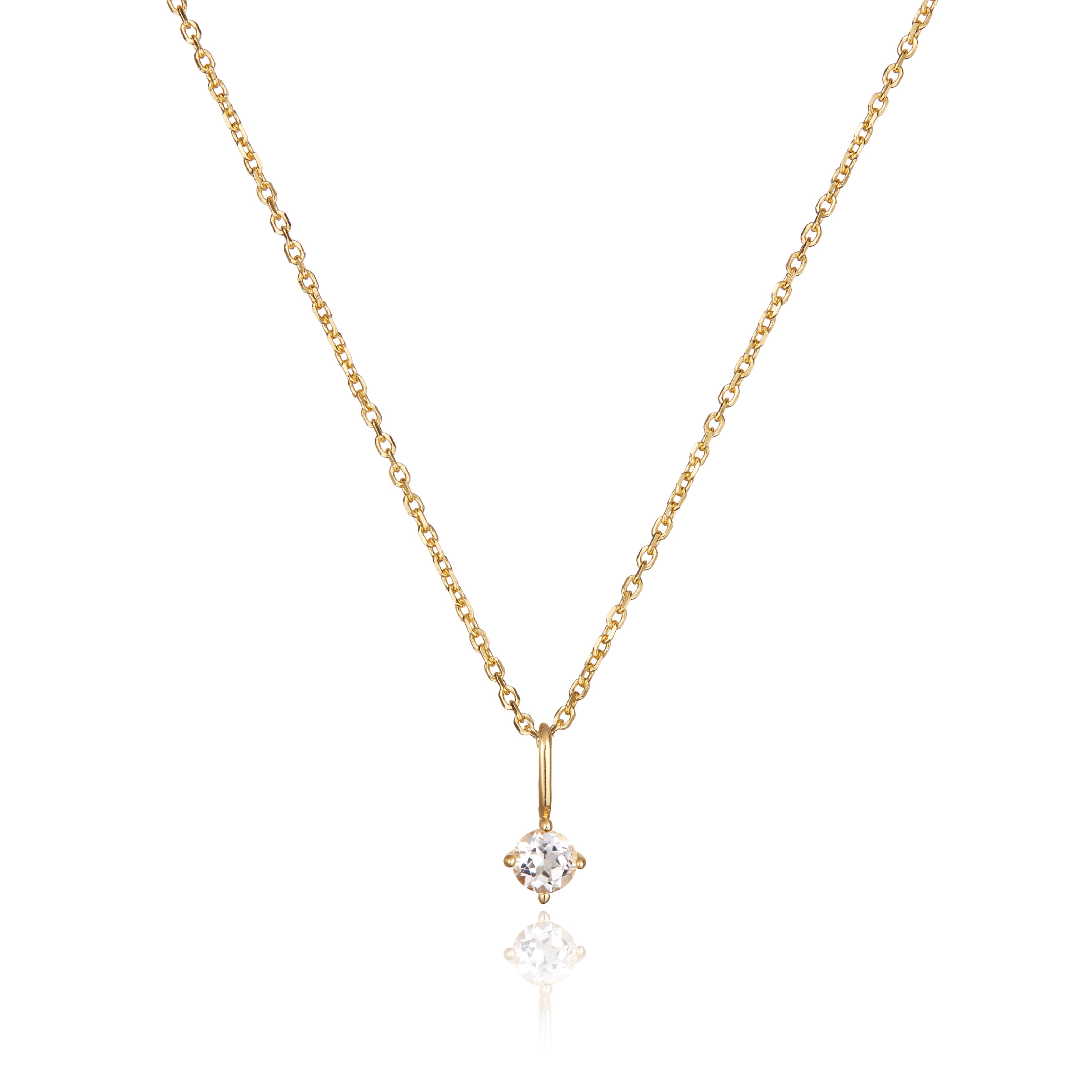 Gold Small Birthstone Pendant Necklace