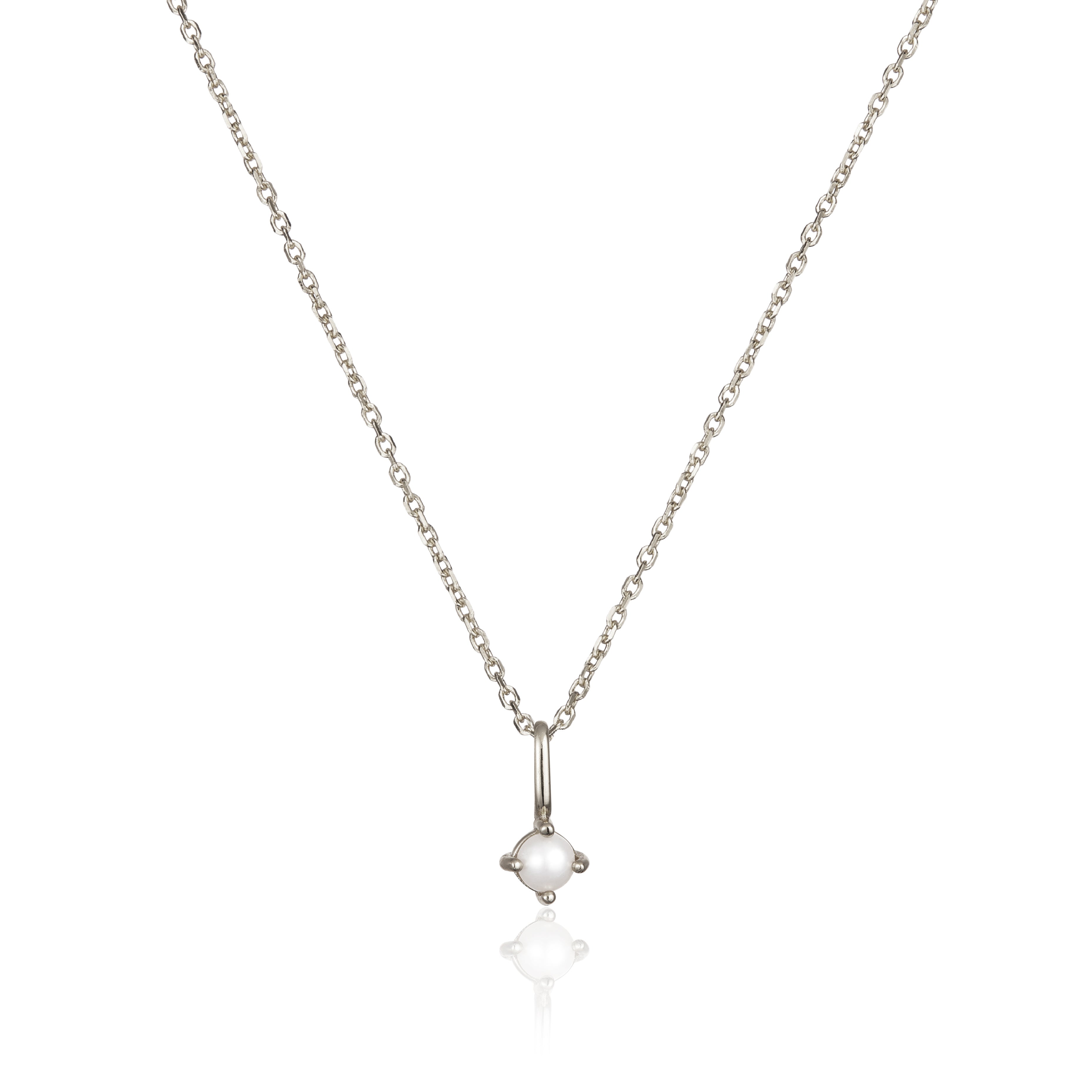 Solid White Gold Small Birthstone Pendant Necklace