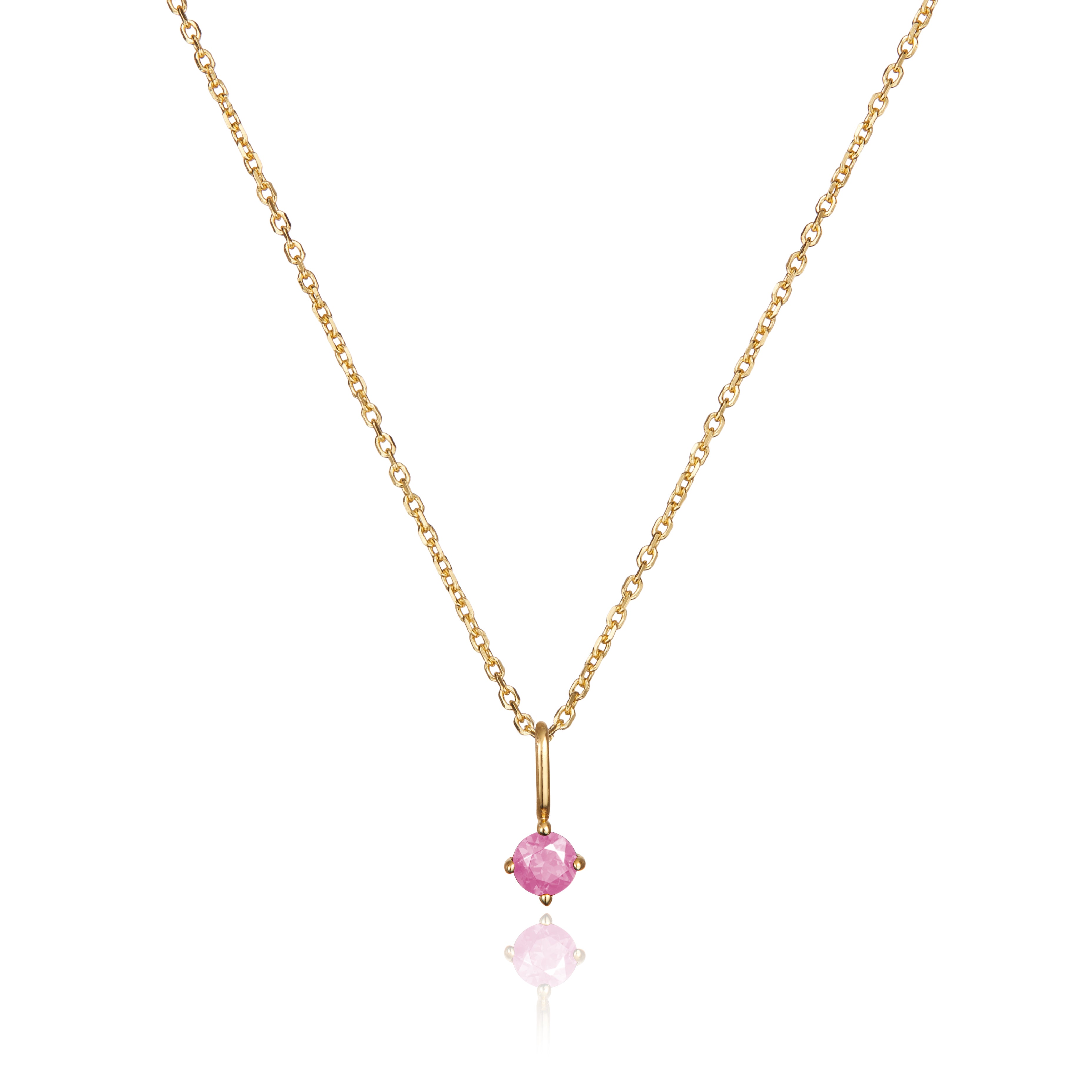 Gold Small Birthstone Pendant Necklace