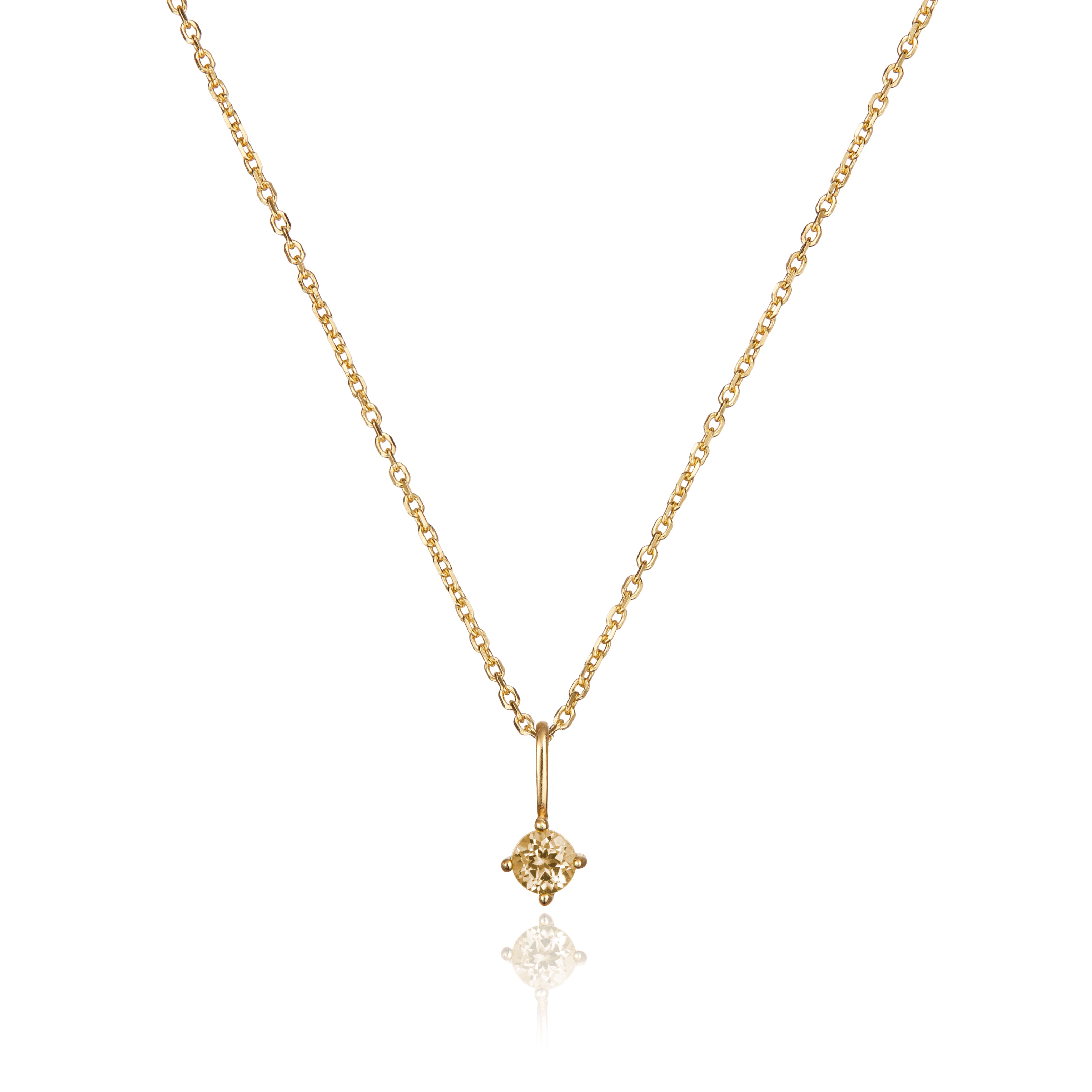 Gold Small Birthstone Pendant Necklace