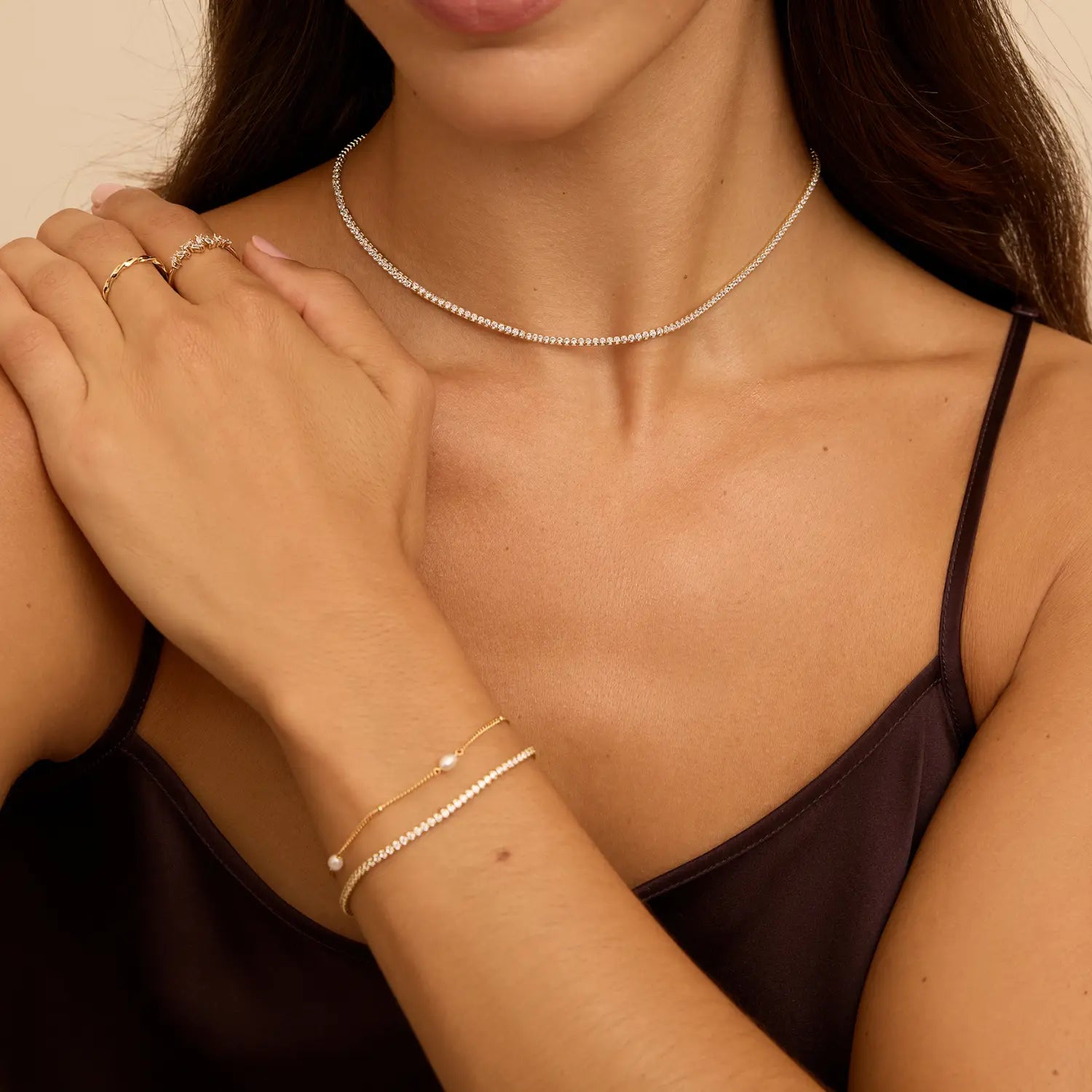 Gold Diamond Style Tennis Necklace and Bracelet Gift Set