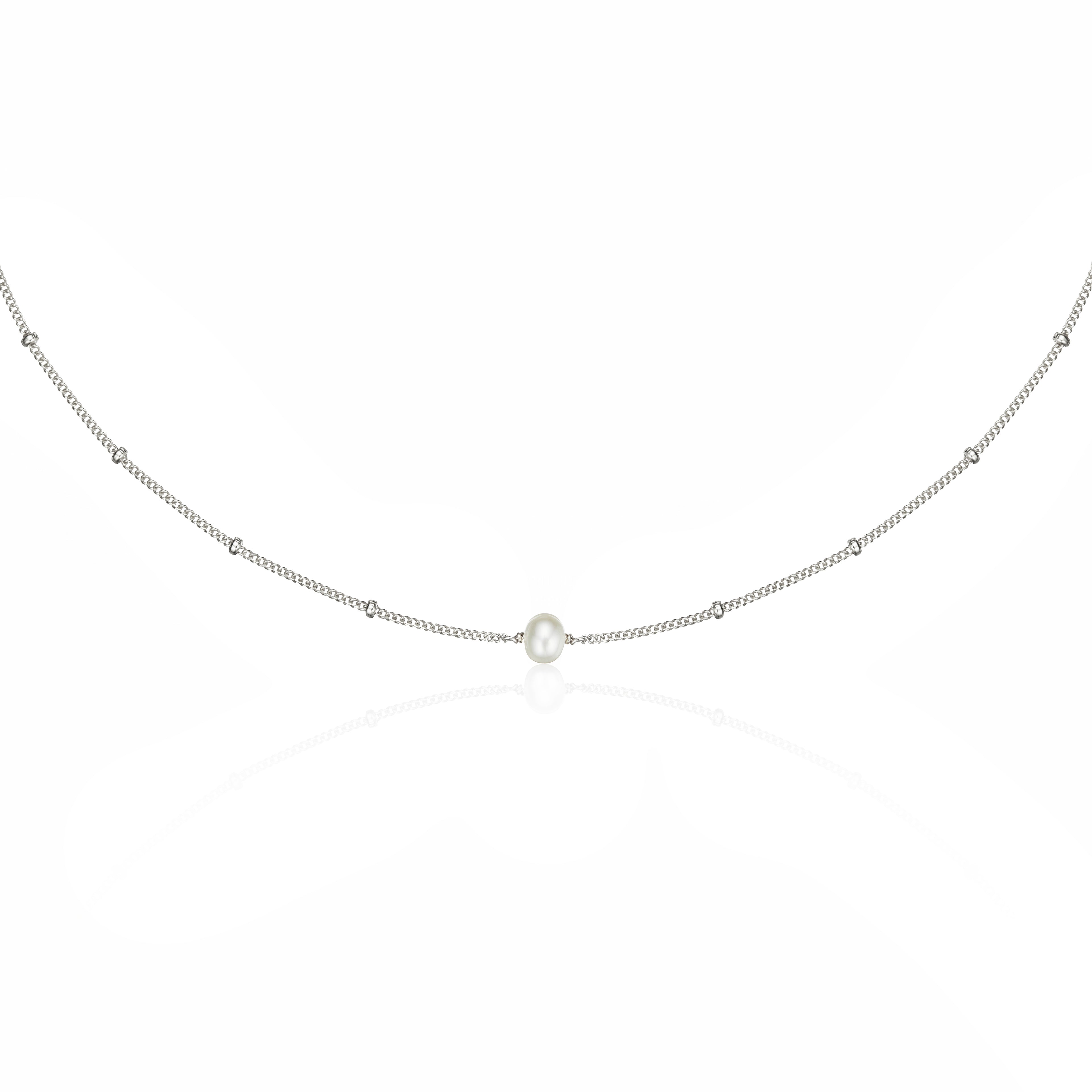 Silver Satellite Single Pearl Choker