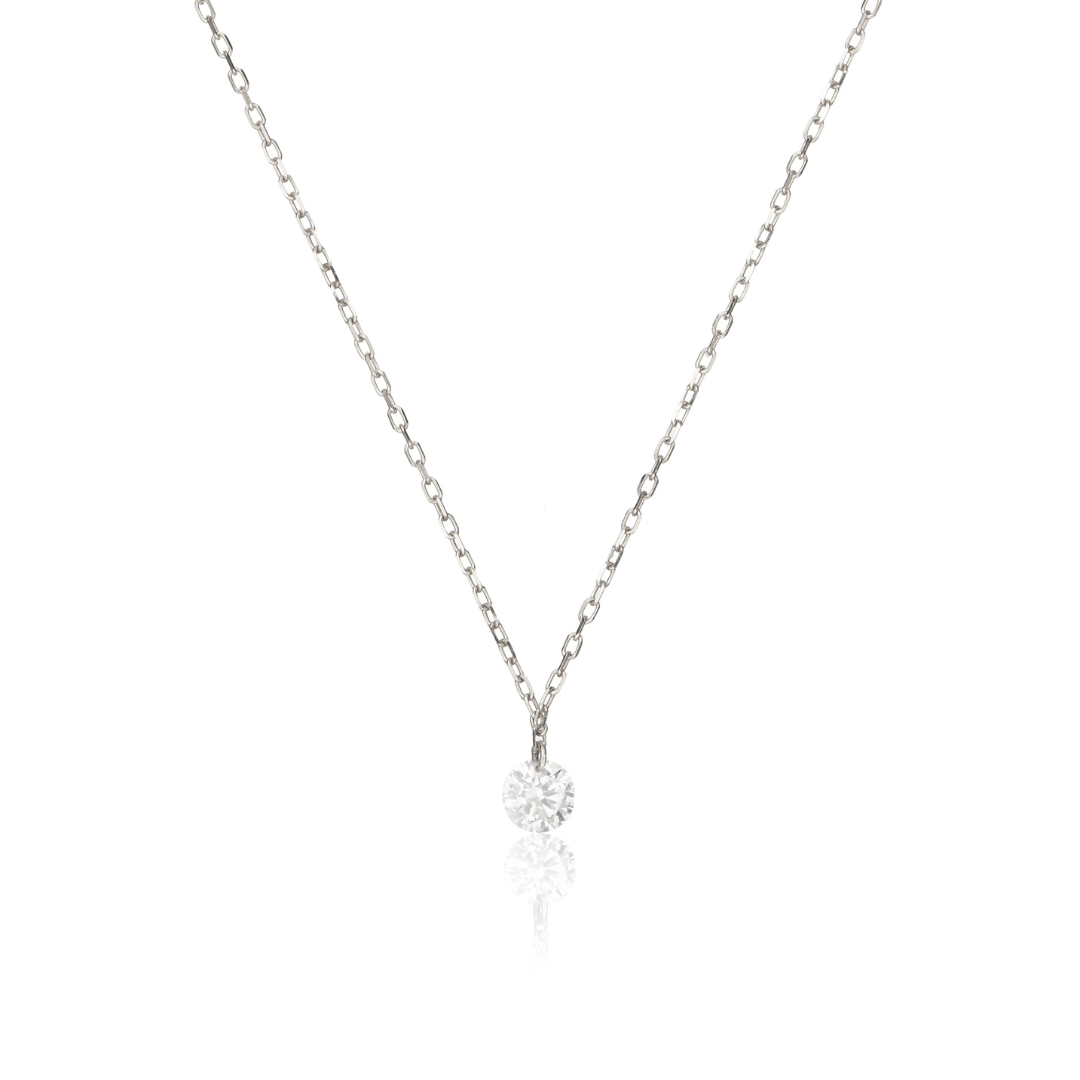 Silver Large Floating Diamond Style Necklace