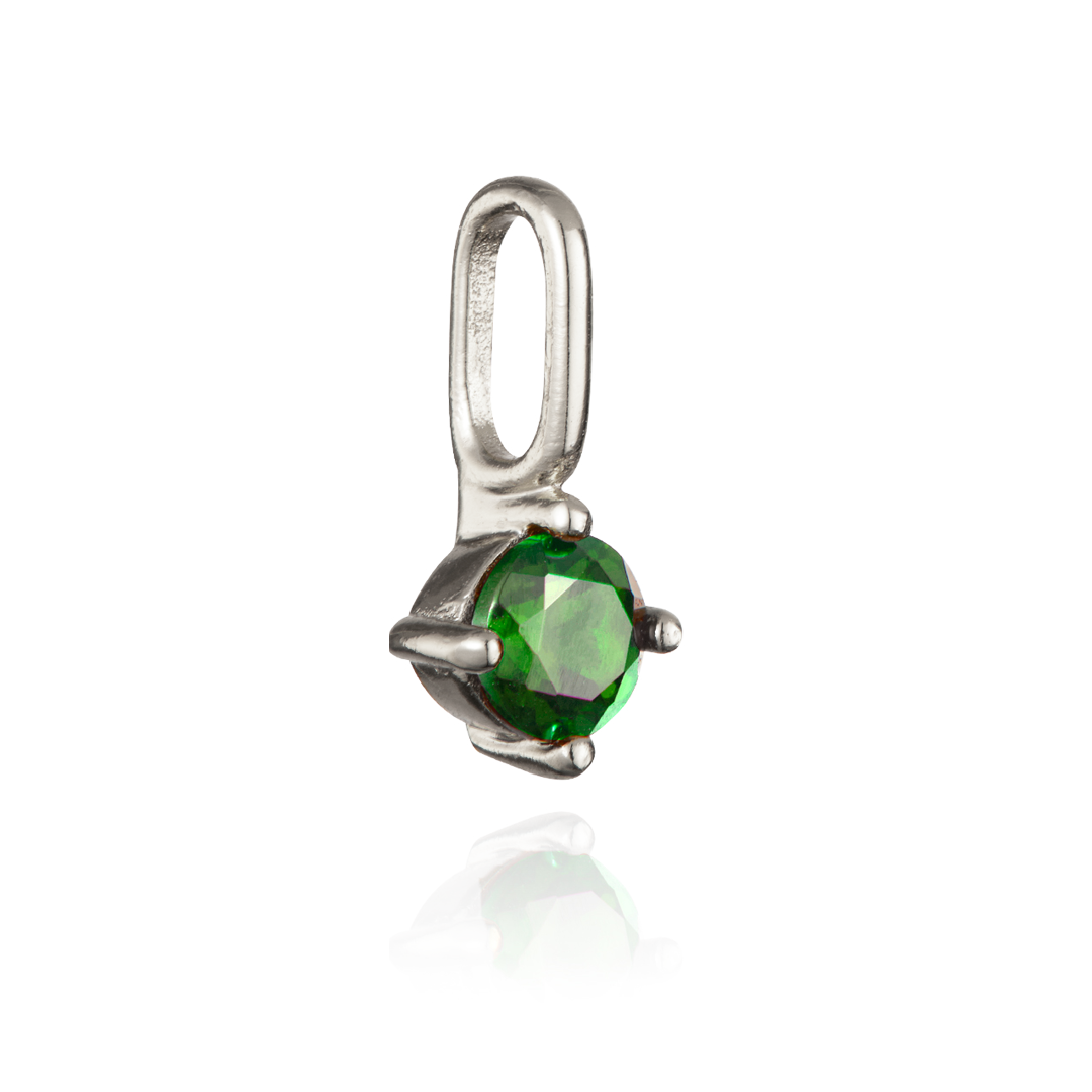 Solid White Gold Small Individual Birthstone Charm