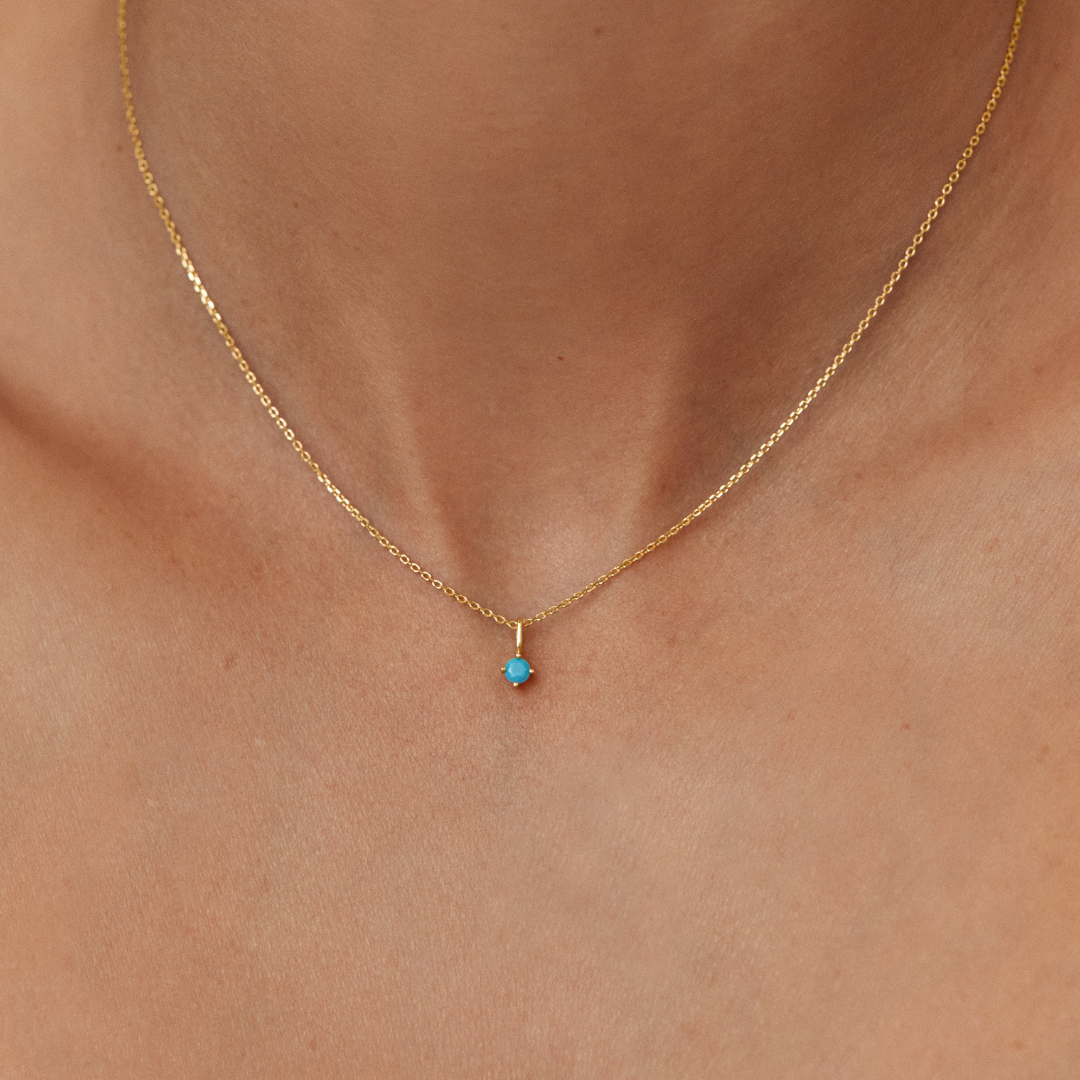Gold Small Birthstone Pendant Necklace
