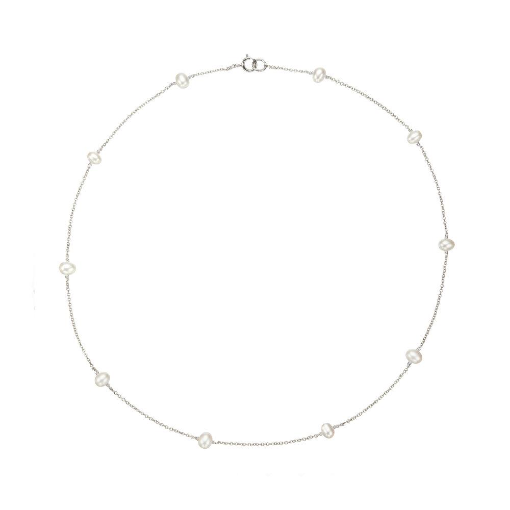Solid White Gold Ten Pearl Choker