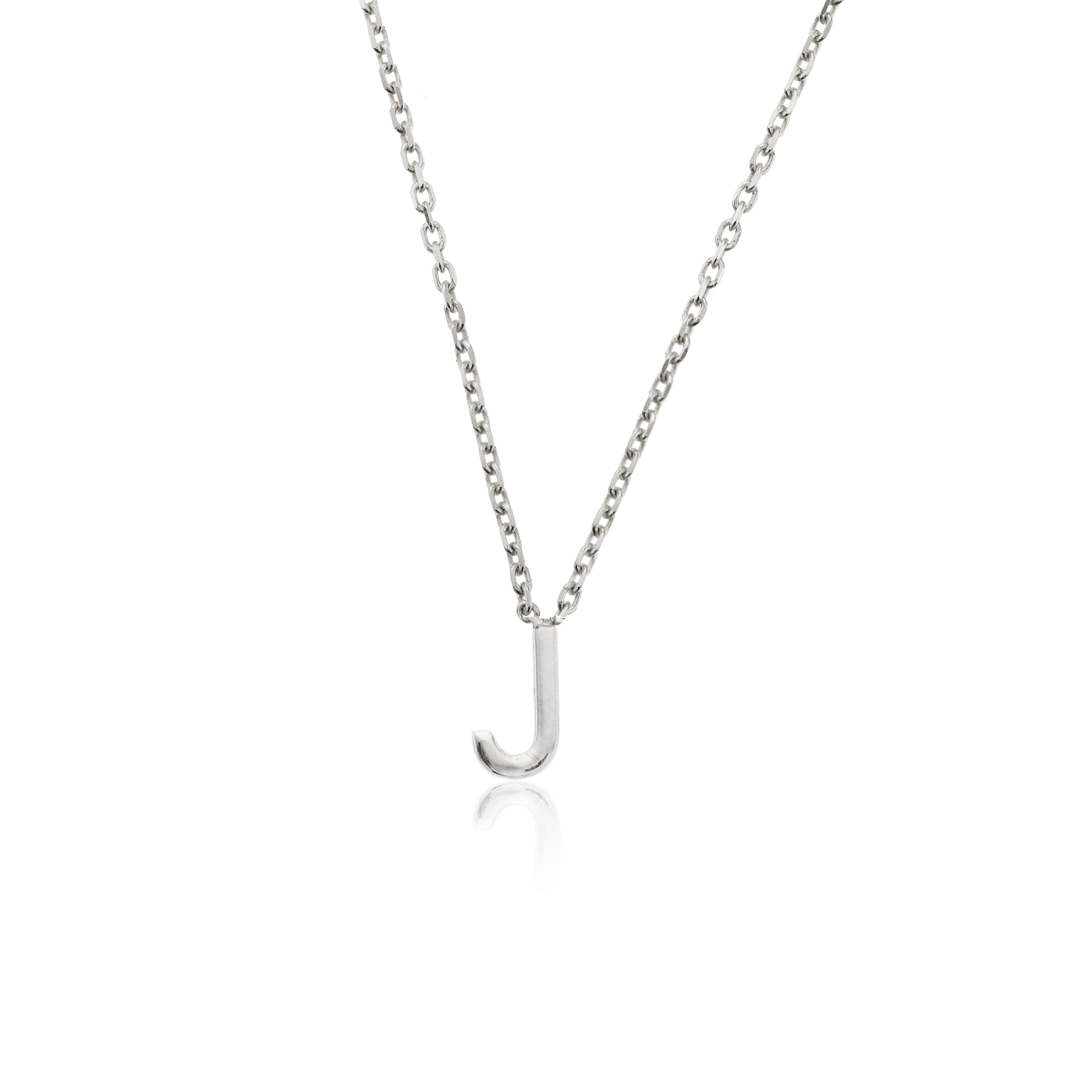 Solid White Gold Miniature Initial Letter Necklace