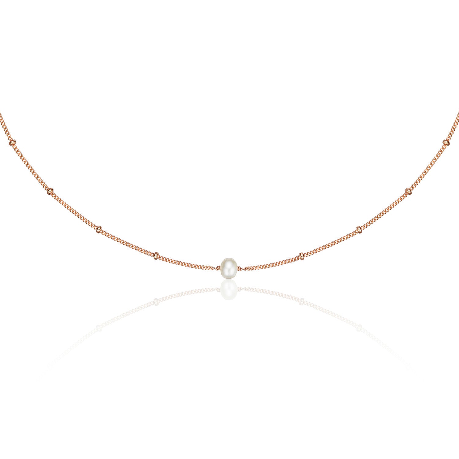 Rose Gold Satellite Single Pearl Choker