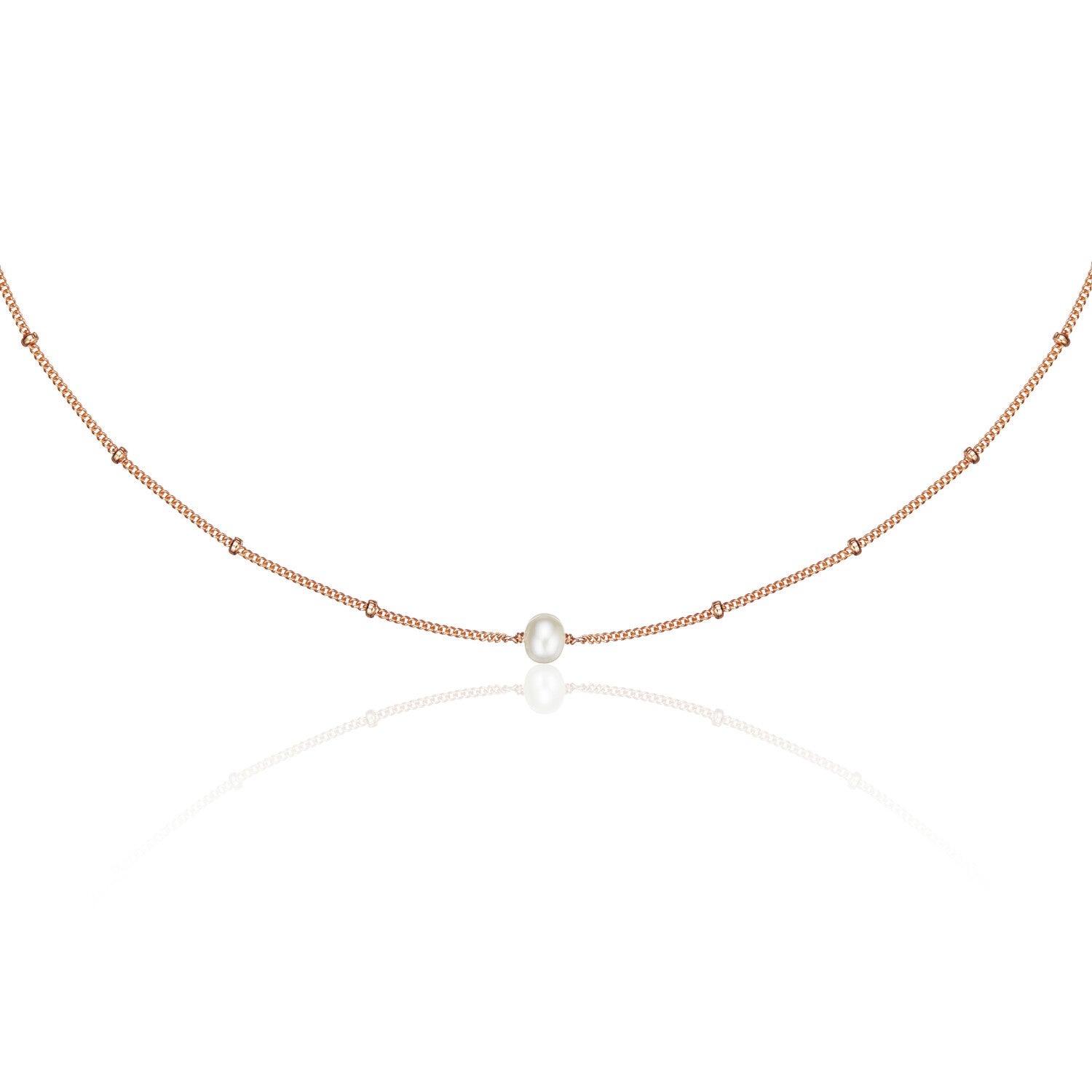 Rose Gold Satellite Single Pearl Choker